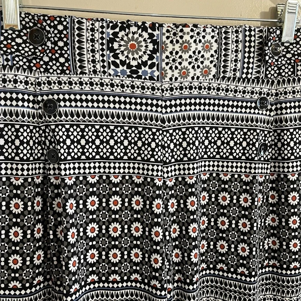 Robert Louis Geometric Floral Wide Leg Cropped Pants Womens 1X Sailor Retro - Picture 2 of 10